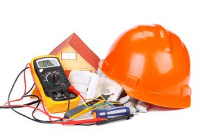 Electric equipment for apartment repair on a white background